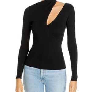 A.L.C. Black Asymmetrical Long Sleeve Top